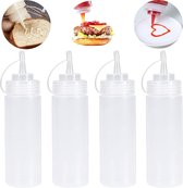 Bol.com Knijpfles 4 stuks 360 ml plastic knijpflessen met dop doseerfles BPA-vrij knijpkruidenflessen voor specerijen ketchup mo... aanbieding