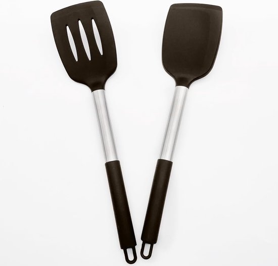 Set de 2 spatules wok en silicone, set de spatules fixes et fendues,  revêtement | bol