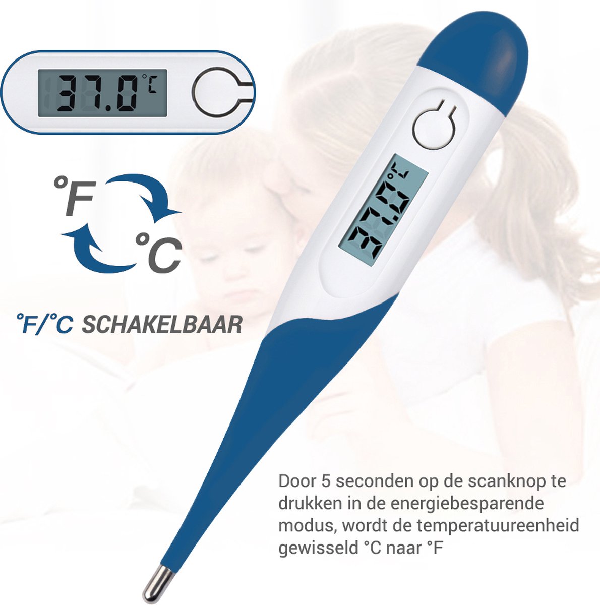 Premium Commerce® - Thermometer Baby - Lichaam - Koorts - Koortsthermometer voor volwassenen - Blauw - Incl. opbergcase! — cadeau in Cadeau-ideeën - foto 5