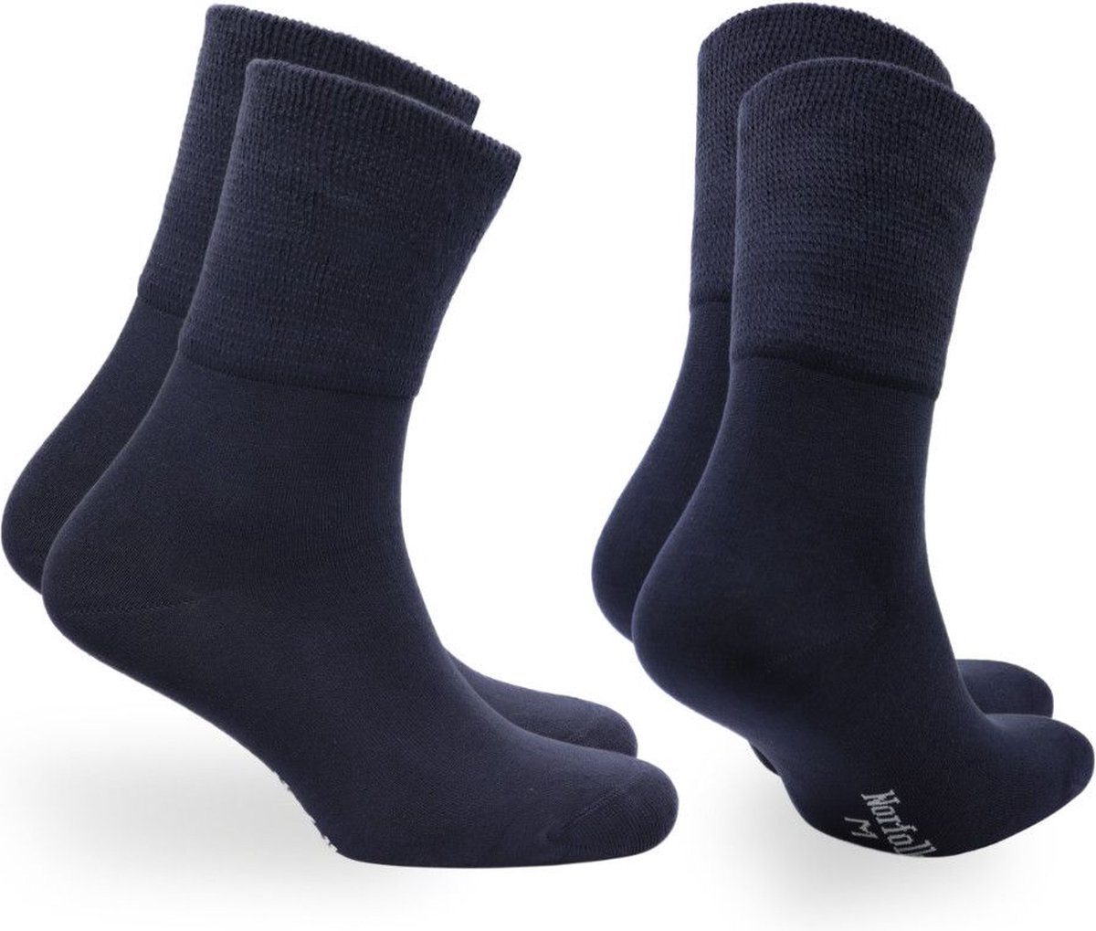 Norfolk - 2 paar - 91% Bamboe Sokken - Stretch+ Extra Brede Sokken - Sokken Heren - Blauw - Maat 43-46 - Cambridge