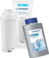 Waterfilter compatibel met DeLonghi DLSC002 incl. versies van de ECAM, ESAM, ETAM Serie + Ontkalker 250ml