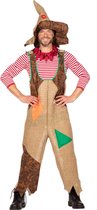 Wilbers & Wilbers - Monster & Griezel Kostuum - Jute Vogelverschrikker Jelle - Man - Bruin - Medium - Halloween - Verkleedkleding