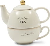 Riviera Maison RM Elegant Tea For One - White / Or - 10,0 x 15,5