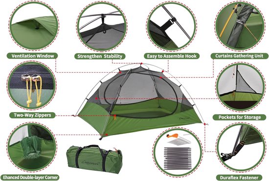 VGEBY 1 single camping tent, outdoor polyester waterproof tent for one