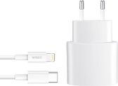 WISEQ iPhone Lader - 20W Snellader voor iPhone 13 o.a. iPhone 12 - Inclusief 3 METER Apple Kabel - Wit