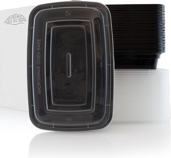 Nimma Meal Prep Containers - 30 pièces - Boîtes de conservation 1 compartiment - Conteneurs en plastique avec couvercle - 1L - Zwart