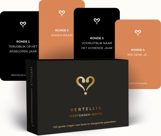 Vertellis Vragenspel Feestdagen-editie XL - Perfect Kerstcadeau - Gespreksstarters voor kerst