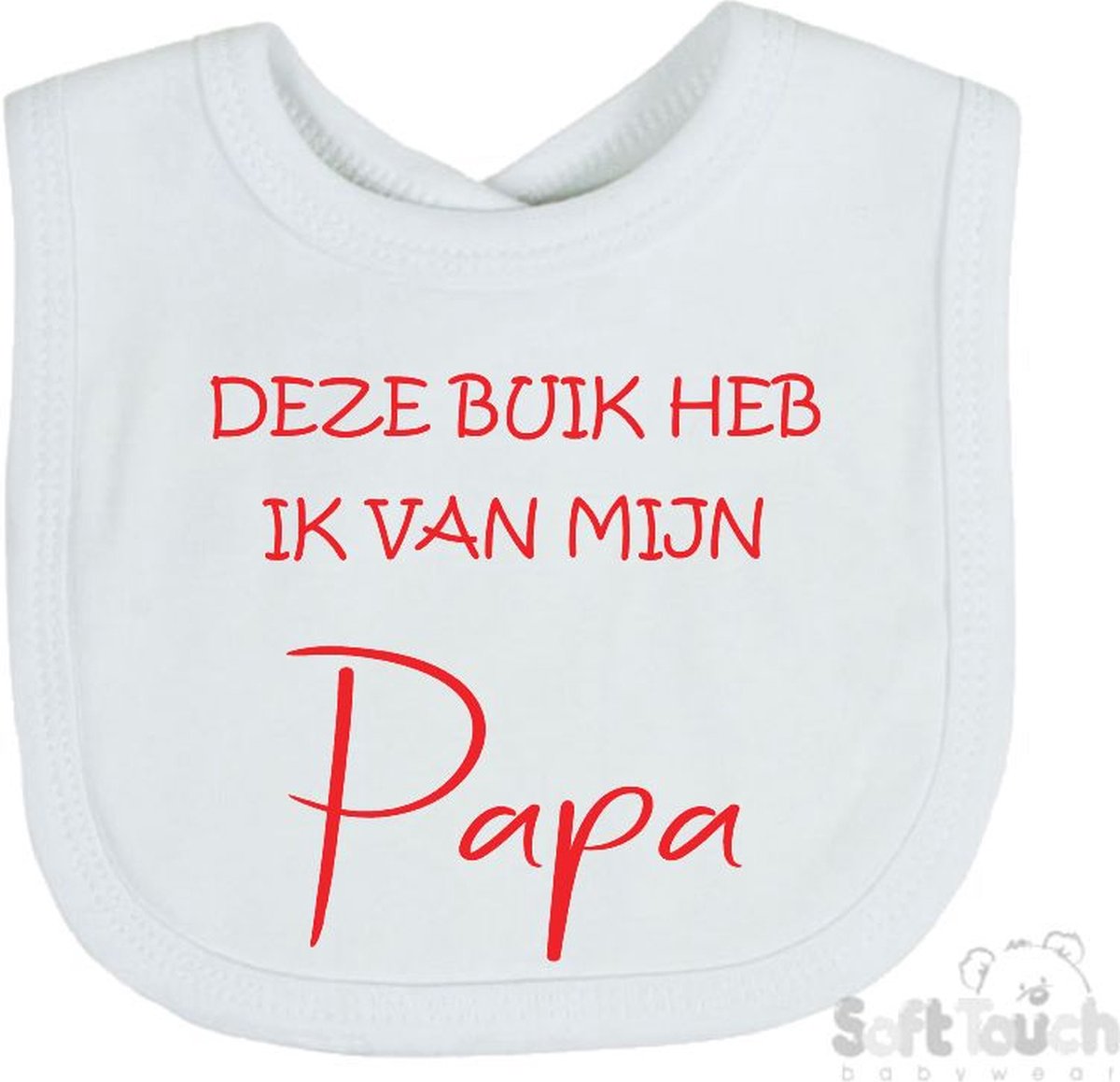 Goedkoopste Soft Touch Slabber Slabbetje Slab Deze buik heb ik van Papa Unisex Katoen Wit/rood Maat 33x22 Cm