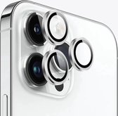 Screenz® - Camera lens protector geschikt voor iPhone 15 Pro / 15 Pro Max - Screenprotector - Beschermglas - Glasplaatje geschikt voor iPhone 15 Pro / iPhone 15 Pro Max - Zilver - 3 stuks
