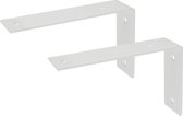 Maison DAM - Plankdragers L vorm - Wandsteunen – Voor plank 20cm tot en met 25cm – Wit - Incl. bevestigingsmateriaal + schroefbit