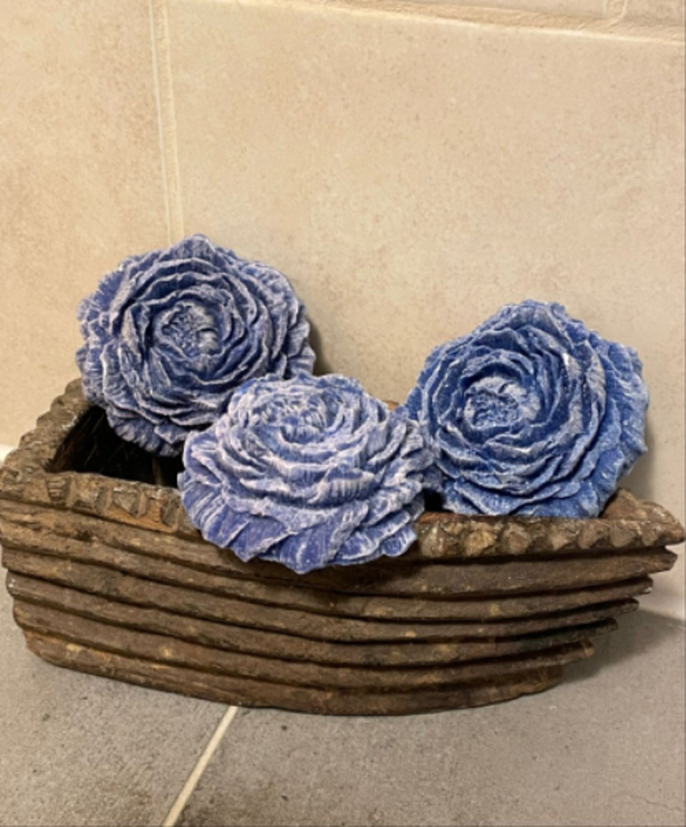 Goedkoopste Amberblokje - BLAUW - Bloemvorm - Roos - Geurblokje - BLUEBERRY- Amberblok Roos - deluxe - Waxmelt - Woonaccessoire - Huisgeur - Interieurparfum - Huisparfum - Huis - Home - Woon - Woondecoratie