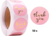 Sluitsticker - Sluitzegel - Thank you Roze | Bedankt | Zakelijk - Trouwerij - Envelop | Goud - Pink | Thank you | Envelop stickers | Cadeau - Gift - Cadeauzakje - Traktatie | Creativiteit | 50 stuks - 2,5 cm