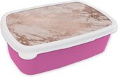 Broodtrommel Roze - Lunchbox Marmer - Roze - Luxe - Marmerlook - Glitter - Design - Brooddoos 18x12x6 cm - Brood lunch box - Broodtrommels voor kinderen en volwassenen