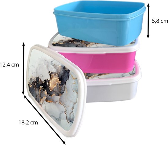 Boîte à pain Rose - Lunch box - Boîte à pain - Zwart - Marbre - Luxe - Or - 18x12x6 cm - Enfants - Fille