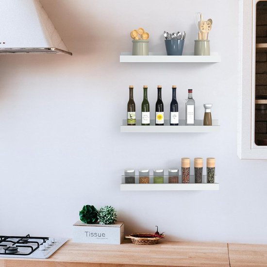 WOLTU Wandrek, zwart, set van 6, zwevende planken, 110 x 23 x 3,8 cm, vrij zwevend, galerijdisplay, wanddecoratie voor woonkamer, slaapkamer, keuken, MDF, verborgen ophanging WOLTU Wandrek, zwart, set van 6, zwevende planken, 110 x 23 x 3,8 cm, vrij zwevend, galerijdisplay, wanddecoratie voor woonkamer, slaapkamer, keuken, MDF, verborgen ophanging