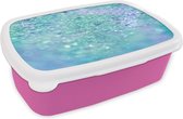 Broodtrommel Roze - Lunchbox Blauw - Licht - Abstract - Brooddoos 18x12x6 cm - Brood lunch box - Broodtrommels voor kinderen en volwassenen