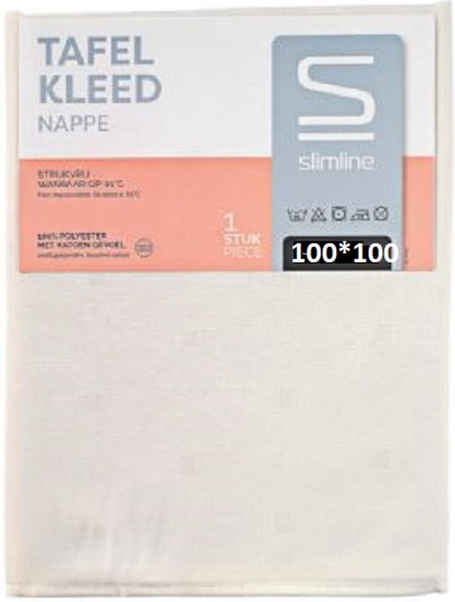 Tafellaken Grace 100 x 100 cm, Ivoor - Strijkvrij -