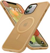 Hoesje Geschikt voor Apple iPhone 14 Pro - Compatibel met MagSafe - Matte Beschermhoes - Back Cover met Magneet - Geschikt voor Draadloos Opladen met Magnetische Ring - Oranje