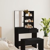 The Living Store-Kaptafel-met-spiegel-74-5x40x141-cm-zwart - Badkamermeubel
