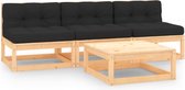 The Living Store loungeset Grenenhouten - Tuinmeubelen - 70x70x67cm - Antraciet kussen