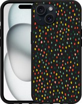 Cazy Hoesje Zwart geschikt voor iphone 15 Happy Dots