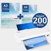 DESQ® Lamineermachine A3 New Generation - 200 Hoezen Set -Voor 75 tot 125 micron - Start in 2 min. - Voor thuis en thuiskantoor - Documenten & Foto's