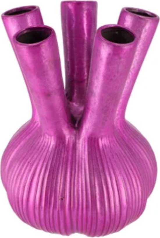 Aglio straight fuchsia vase 13x13x17cm