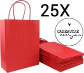 HGN Sacs en papier -Sacs cadeaux-Sacs cadeaux-25 pièces-Rouge-Incl 25 Autocollants d'une valeur de 5,99-Livraison gratuite-18+8x22 cm