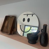 Zwarte Smiley Spiegel - 38cm
