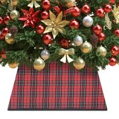The Living Store Kerstboomkraag - Stoffen boomrok met geruit patroon - 25 cm hoog - 35 x 35 cm bovenkant - 48 x 48 cm onderkant