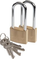 Cadenas Silverline avec 3 clés - lot de 2 - 40/50 mm - laiton - anse 65/80 mm
