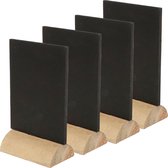 Chaks Mini krijtbordjes/schrijfbordjes - 8x - op houten voet - zwart - 8 cm