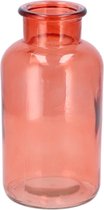 DK Design Bloemenvaas/siervaas melkbus fles model - helder gekleurd glas - koraalroze - D10 x H20 cm