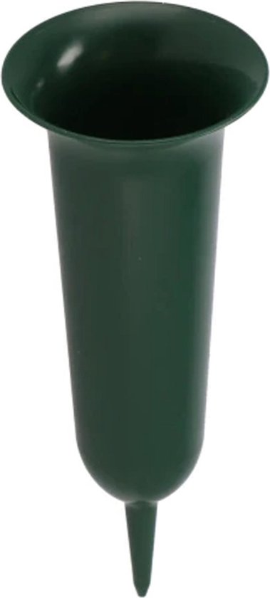 DK Design Vase funéraire en plastique - vert - H42 cm - décoration funéraire - vase à fleurs pour lieu commémoratif/cimetière