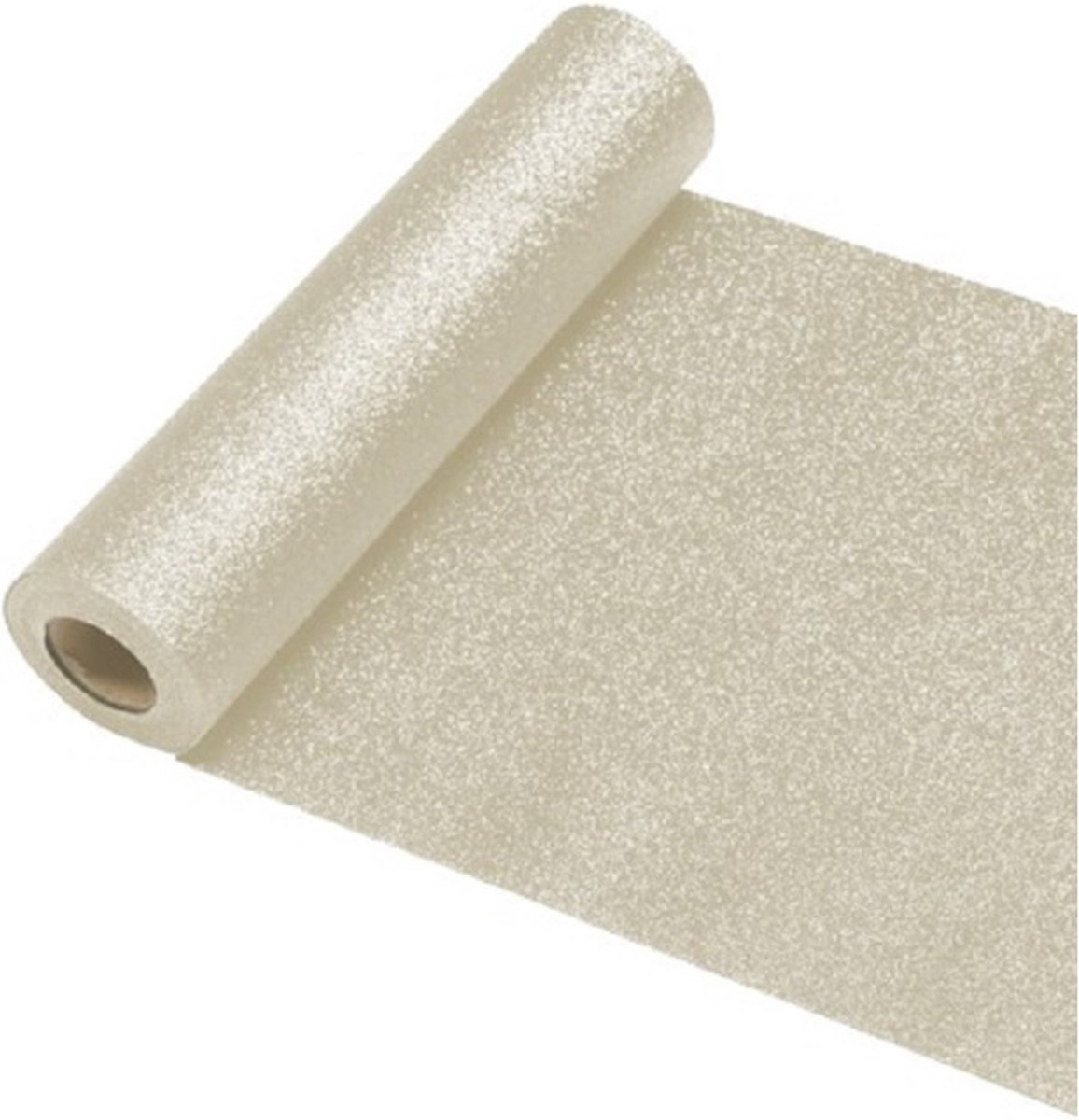 Chaks Tafelloper op rol - creme witte glitter - 30 x 500 cm - polyester