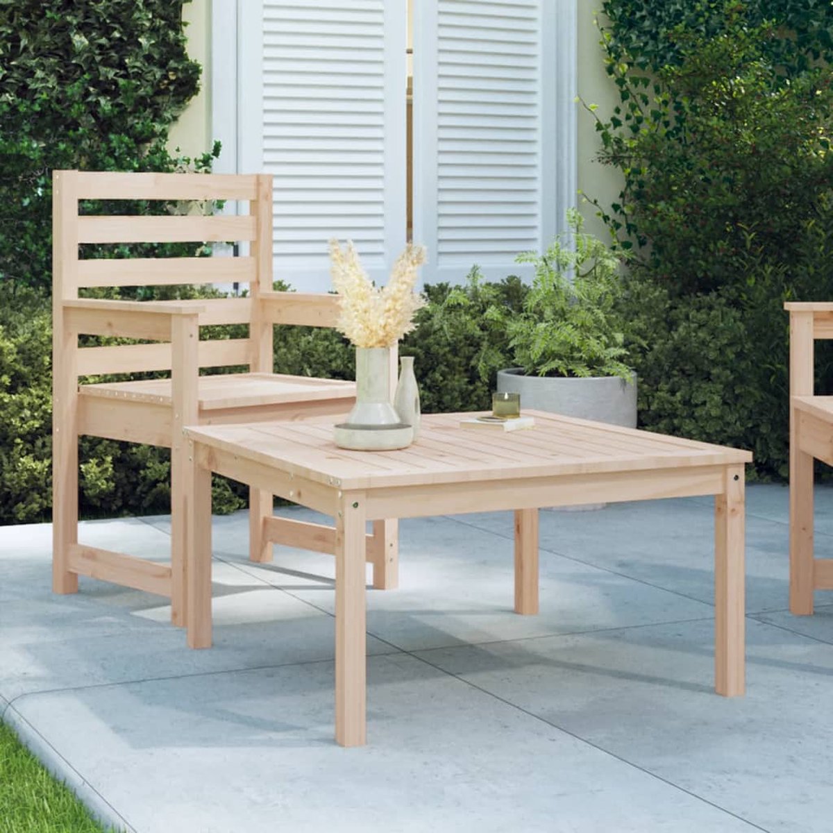 The Living Store Tuintafel 82,5x82,5x45 cm massief grenenhout - Tuin Tafel - Grenenhouten Tafel - Buistafel - Tuintafels - Outdoor Dining Set