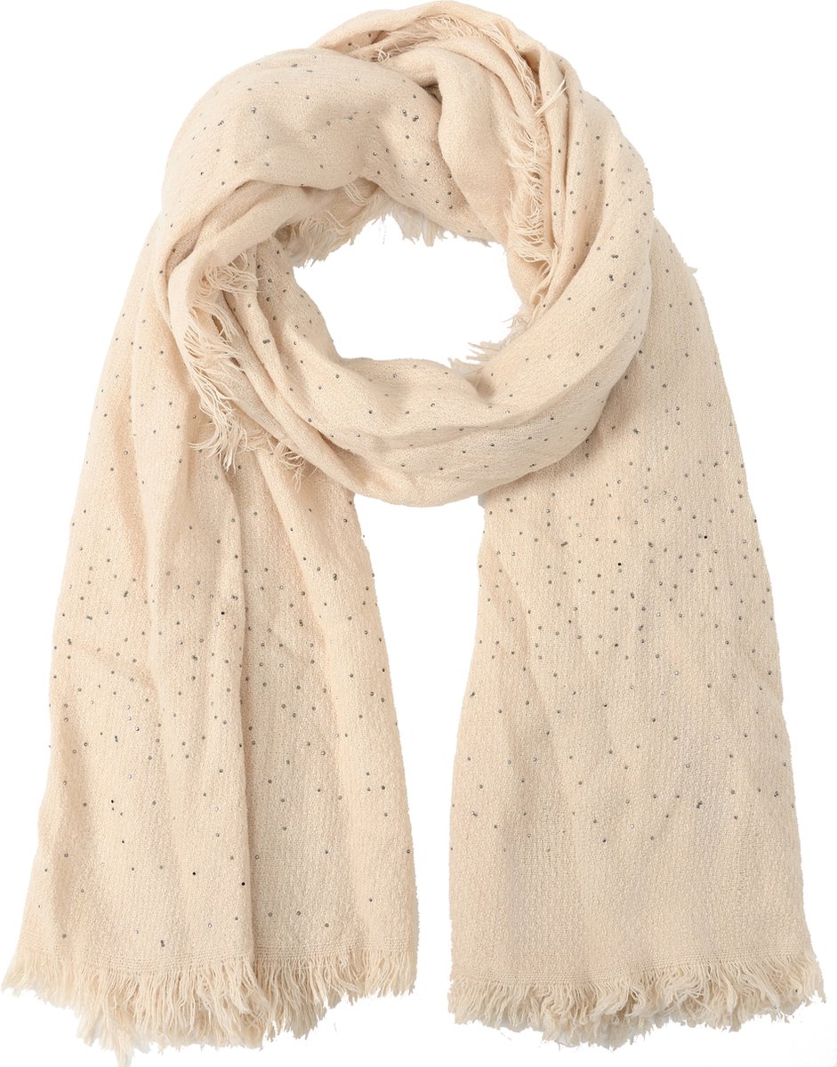 Nouka Licht Beige Dames Sjaal met Glitters – Warme & Lichte Sjaal – Herfst / Winter – 70 x 180 cm