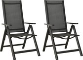 Ensemble de chaises de jardin The Living Store - pliable - structure en aluminium thermolaqué - dossier réglable - textilène respirant - noir - 56x(65-110)x(76-109) cm - lot de 2