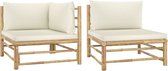 The Living Store Loungeset - Bamboe - 65x70x60 cm - Crèmewit - Montage vereist