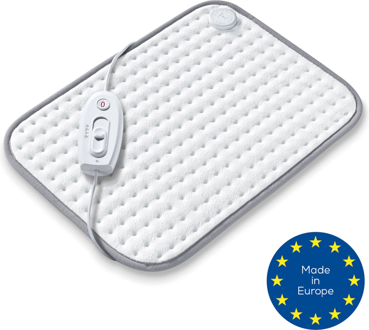 Sanitas SHK 28 Warmtekussen XL - Heating pad - 44 x 33 cm - 3 Warmtestanden - Elektrisch - Snelle opwarming - Automatische uitschakeling - Microfleece - Machinewasbaar - 2 Jaar garantie - Wit/grijs
