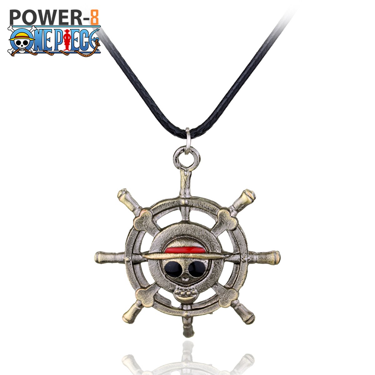 Power-8® Anime ketting: One Piece Manga Design - luffy - ketting met Roer hanger -piraten ketting- Unisex Anime Figuur Merchandise voor Heren, Dames, Jongens en Meisjes - one piece anime - one piece merchandise - cadeau tips - kerstcadeau -