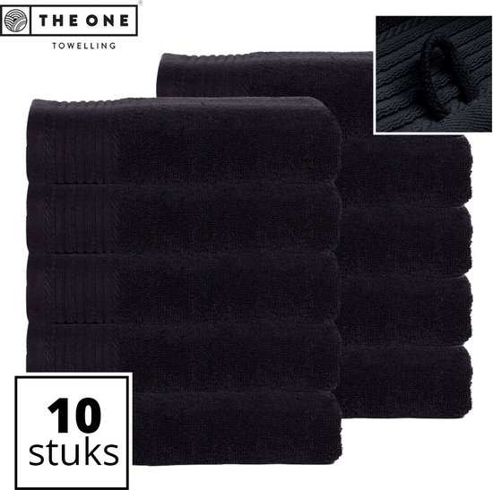 The One Towelling Classic Handdoeken - 50 x 100 cm - 10 Stuks - Voordeelverpakking - Hoge vochtopname - 100% Gekamd katoen - Zwart