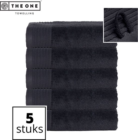 The One Towelling Classic Handdoeken - Voordeelverpakking - Hoge vochtopname - 100% Gekamd katoen - 50 x 100 cm - Antraciet - 5 Stuks