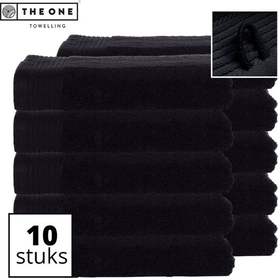 The One Towelling Classic Handdoeken - Voordeelverpakking - Hoge vochtopname - 100% Gekamd katoen - 70 x 140 cm - Zwart - 10 Stuks