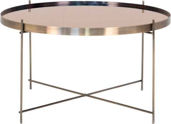 House Nordic Venezia Table basse en acier couleur laiton avec verre  ø70xh40cm | bol