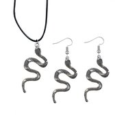 2-Delige Set- ketting -zilveren oorbellen- slang- Charme Bijoux