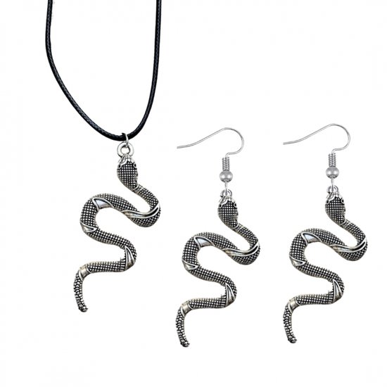 2-Delige Set- ketting -zilveren oorbellen- slang- Charme Bijoux