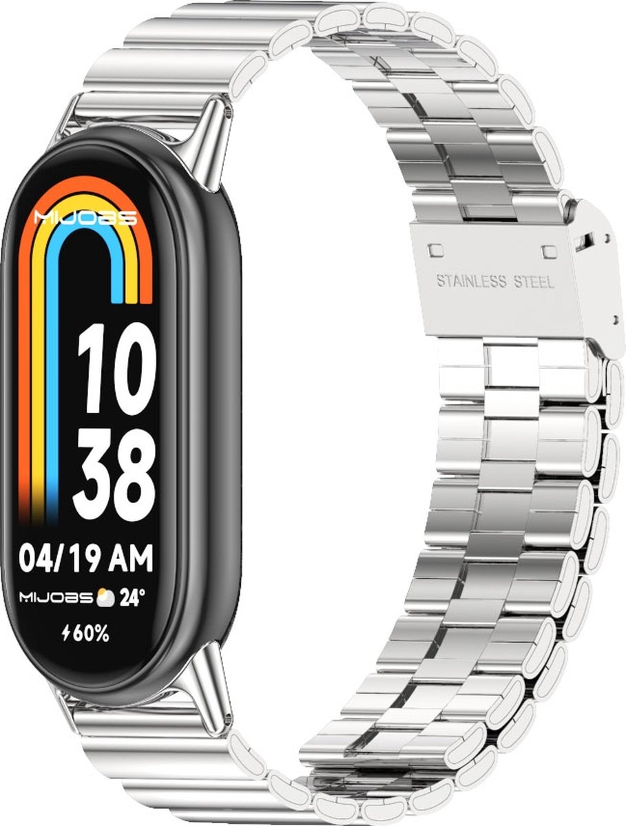 By Qubix - Stalen band - Zilver - Geschikt voor Xiaomi Smart Band 8 / 9 / 10