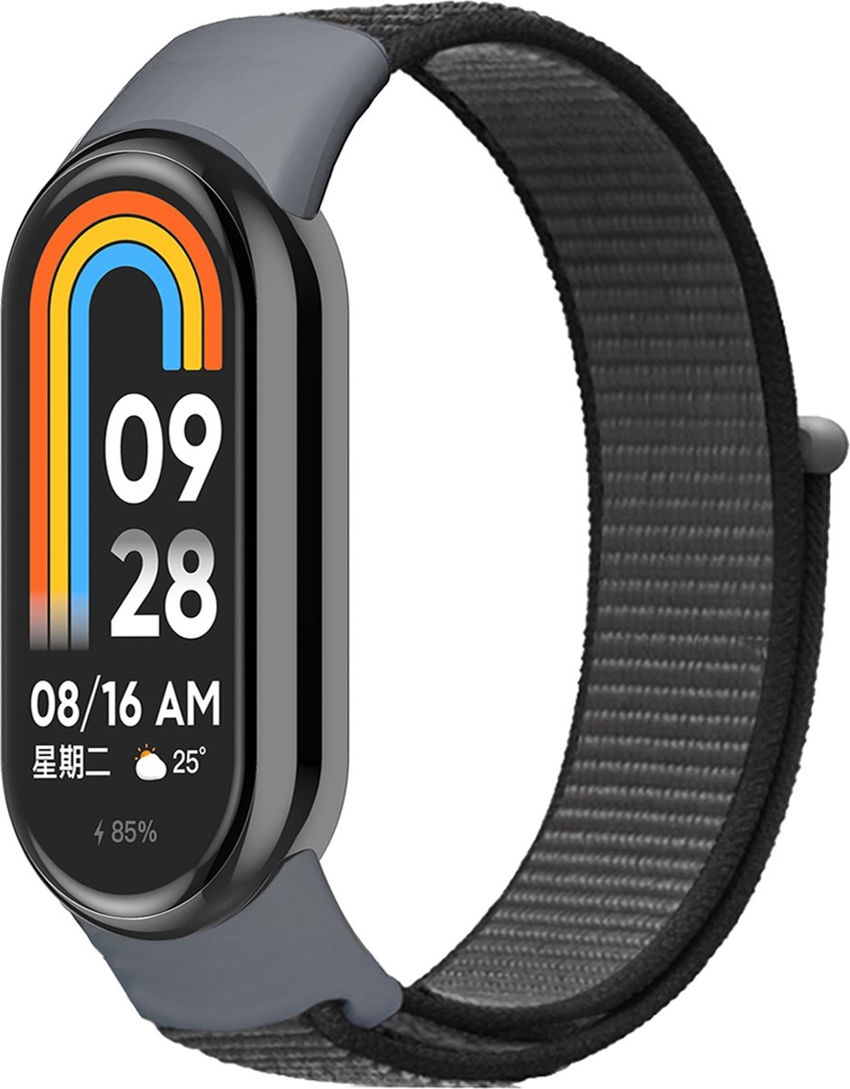 By Qubix - Sport loop nylon bandje - Donkergrijs - Geschikt voor Xiaomi Smart Band 8 / 9 / 10