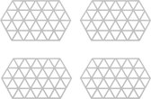 Krumble Pannenonderzetter - Set van 4 - Hexagon - Pannenonderlegger - Tafelaccessoire - Hittebestendig - Siliconen - 14 x 24 - Grijs